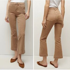 Veronica Beard Carson Ankle Flare High Rise Jeans Tan Sierra Brown